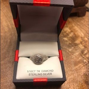 Sterling silver diamond ring